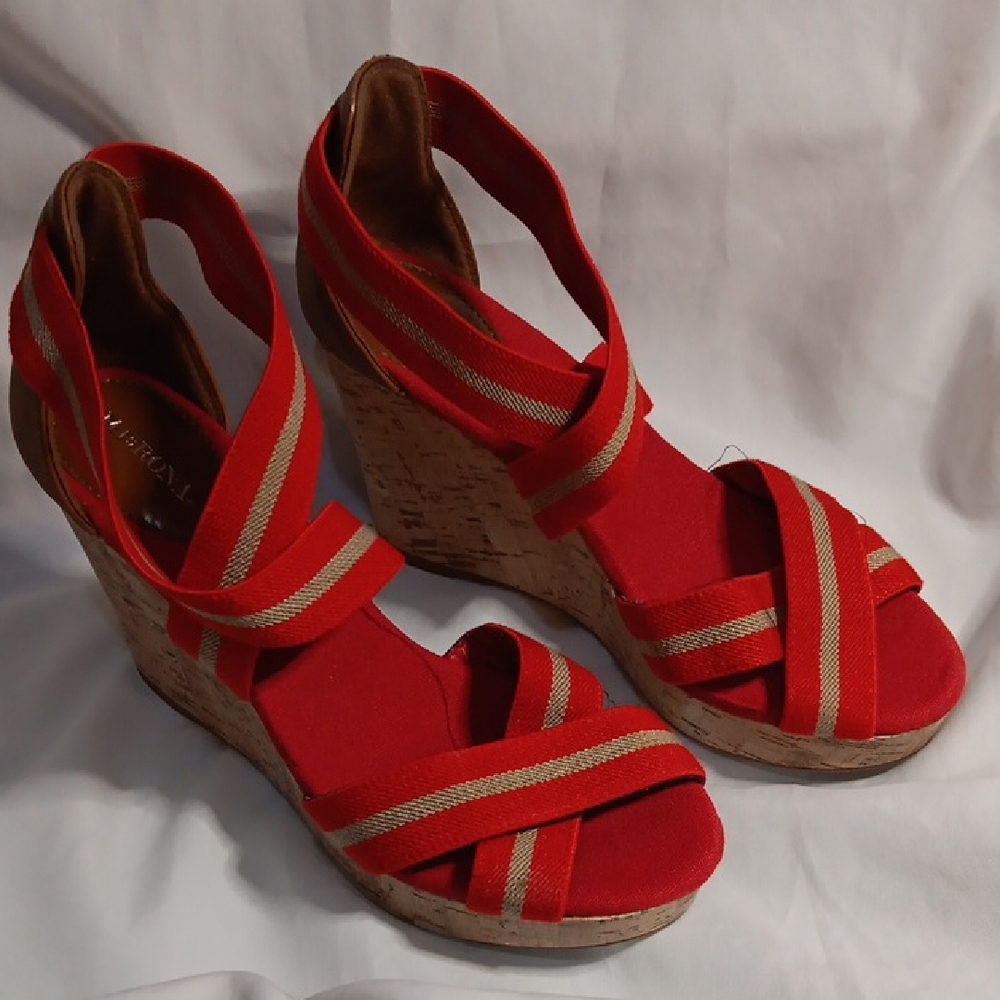 Merona Red and Gold Wedge Sandals